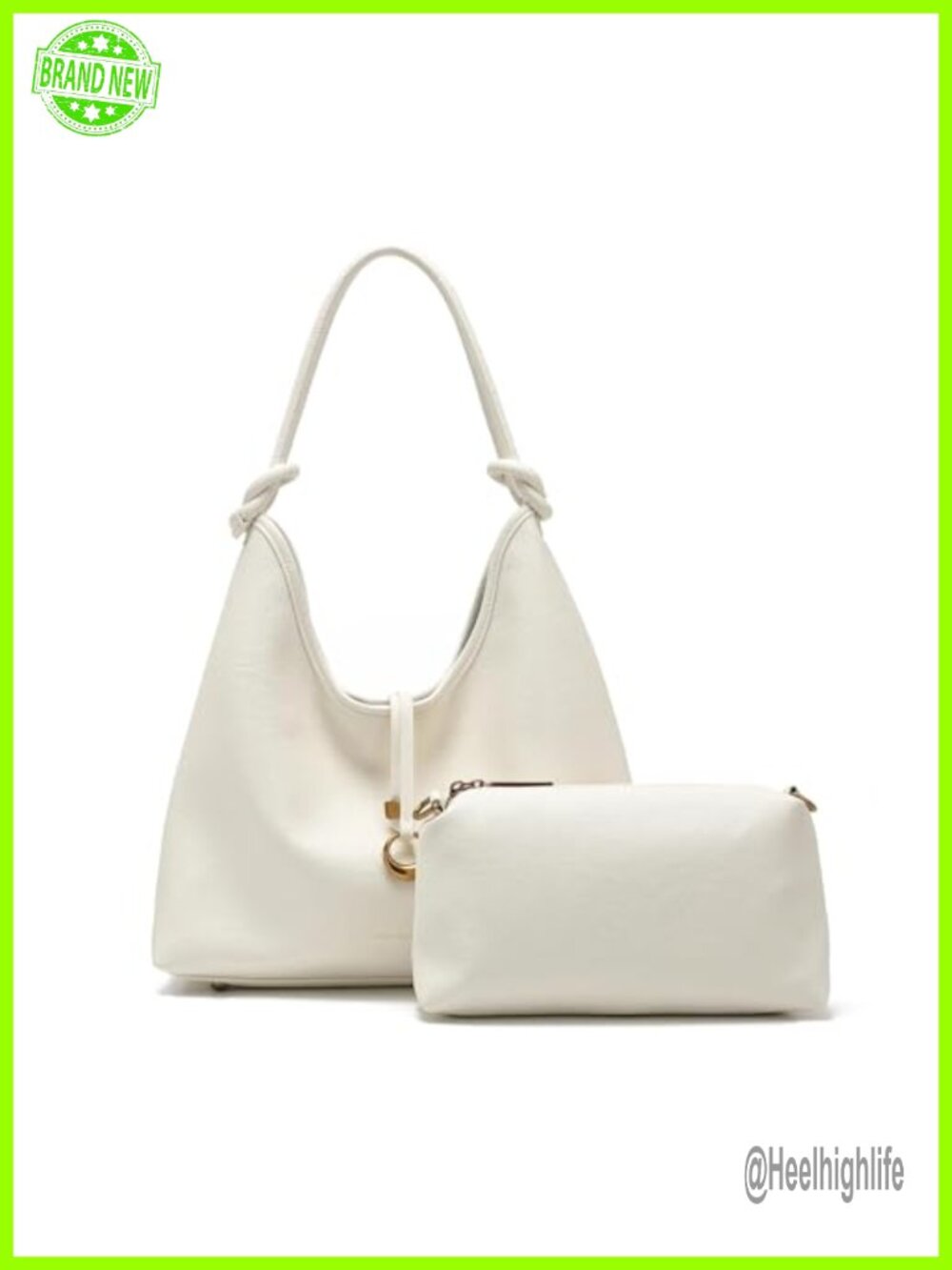 2 in 1 Tote Set with Detachable Pouch, Soft Slouchy Hobo Bag